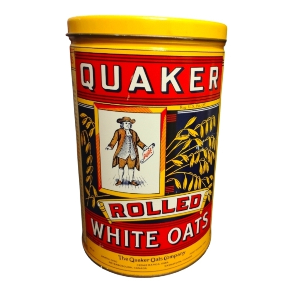 Vintage 1984 Quaker Oats Round Tin Canister w/Lid Limited Edition Kitch Decor. C - Picture 2 of 6